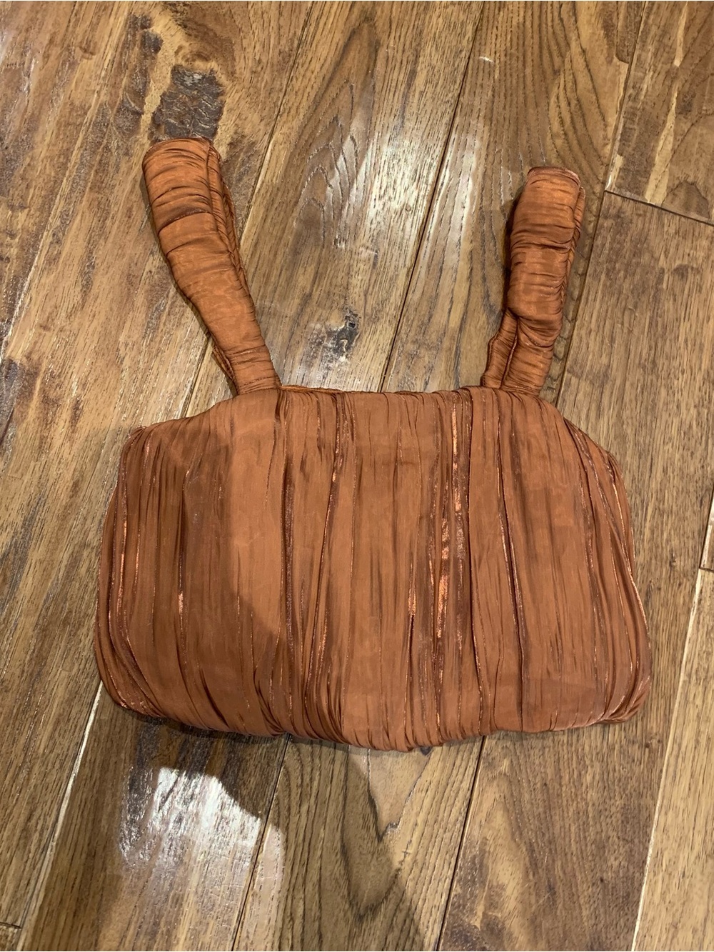 Line & Dot Ruched Rust Orange Crop Top - Picture 4 of 9